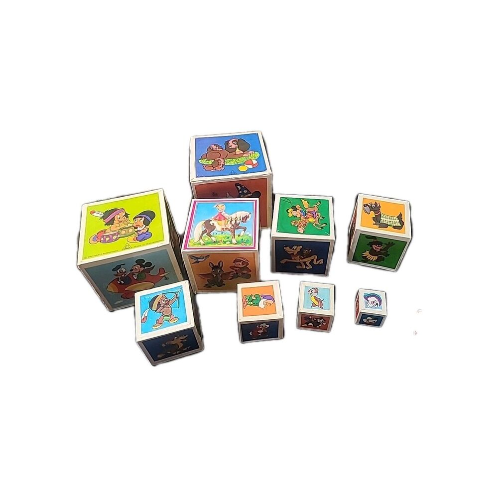 Vintage Walt Disney Company Hideaway Stacking Boxes Made In Germany - Eichhorn